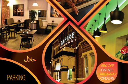 A5 Flyer Artwork Design For Safire Restaurant & Grill
