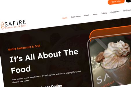 Website Design For Safire Restaurant & Grill