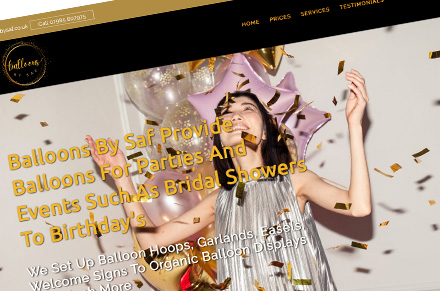 Website Design For Balloons By Saf