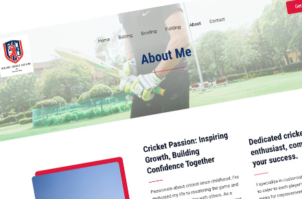 Website Design For Personal Cricket Coach